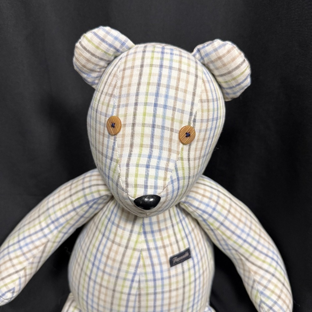 20" Handmade Teddy Bear Upcycled from Faconnable Dress Shirt | One-of-a-Kind | - Picture 2 of 6